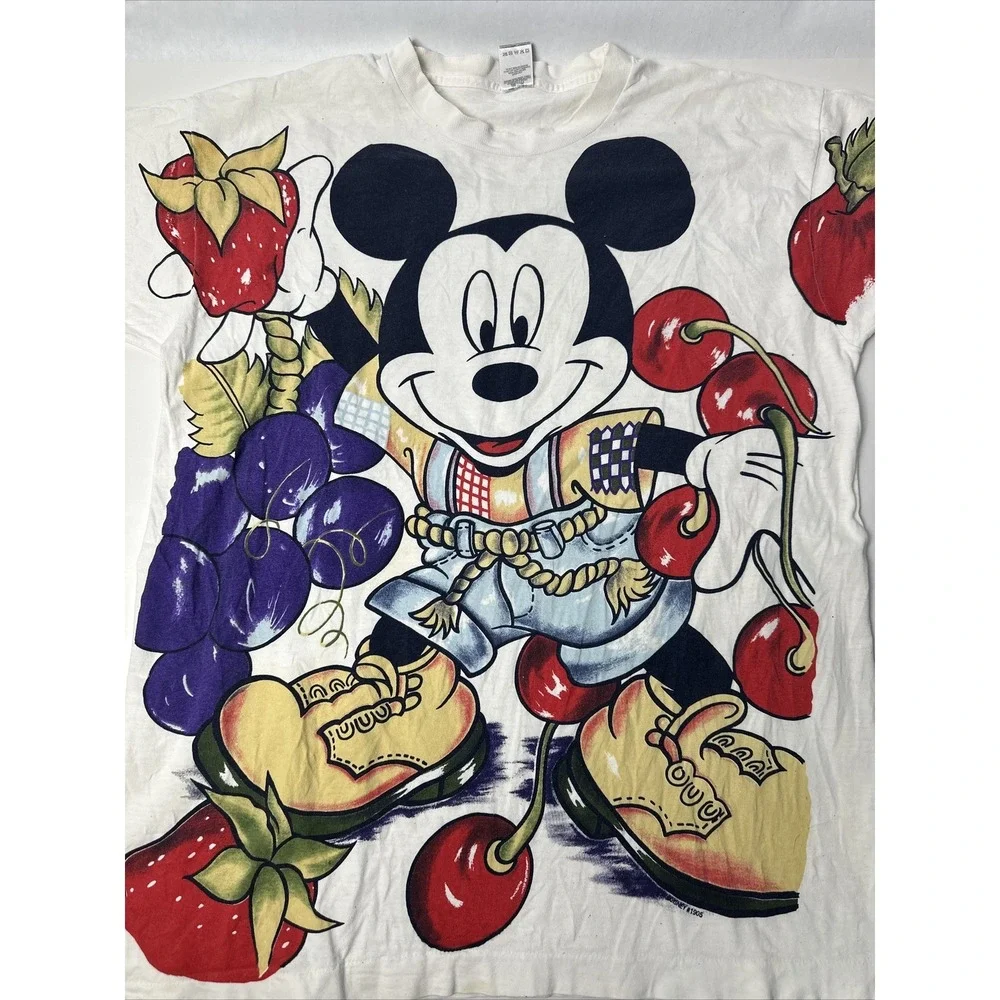 Rare Mickey Mouse Single Stitch T-Shirt One size fit All 90s Mega Print Vintage
